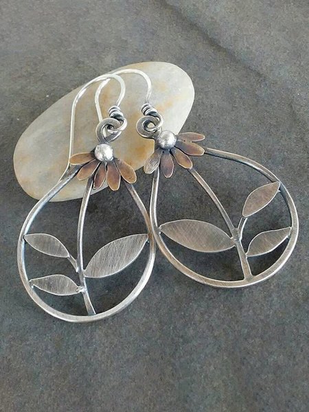 

Vintage Silver Floral Earrings Bohemian Ethnic Style Dress Women Jewelry, Earrings
