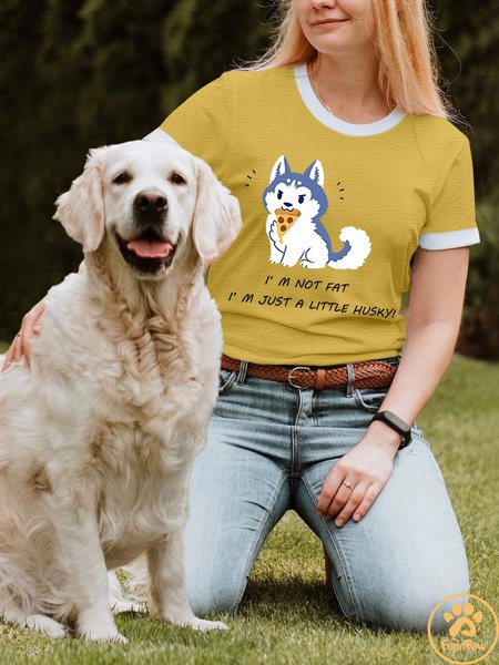 

Lilicloth X Funnpaw Women's I'm Not Fat I'm Just A Little Husky T-Shirt, Yellow, T-shirts