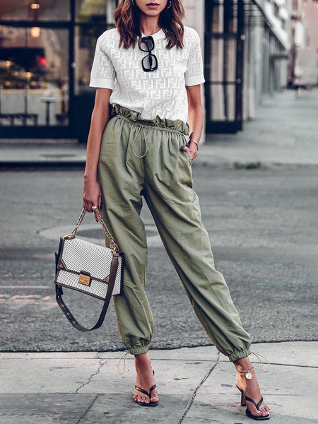 

Casual Loose Plain Sweatpants & Joggers, Green, Pants