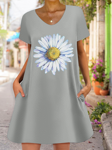 

Women's Loose Casual Daisy Dress, Gray, Dresses