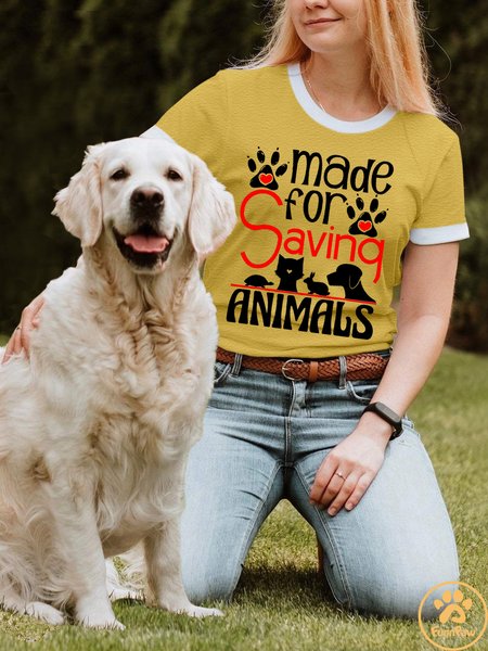 

Lilicloth X Funnpaw Women's Made For Saving Animals T-Shirt, Yellow, T-shirts