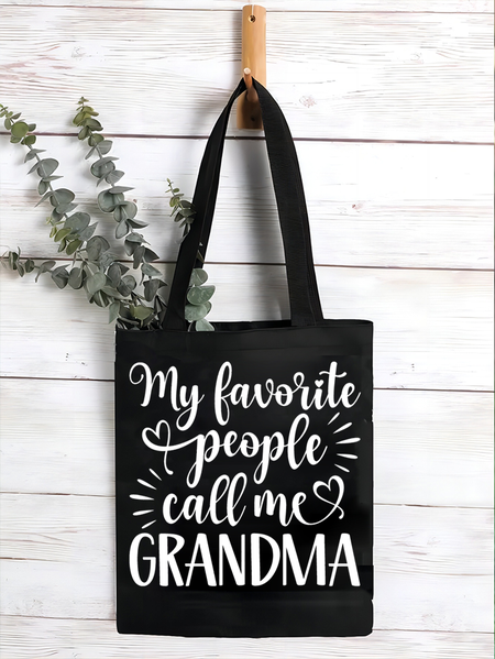 

Women's My Favorite People Call Me Nana Funny Graphic Printing Text Letters Shopping Tote, Black, Bags