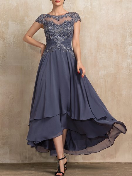 

Loose Chiffon Plain Vacation Dress, Blue, Formal Dresses