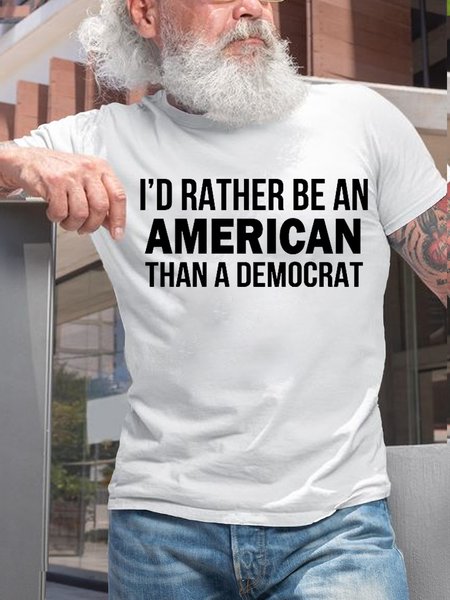 

Mens I'D Be An American Casual Regular Fit T-Shirt, White, T-shirts