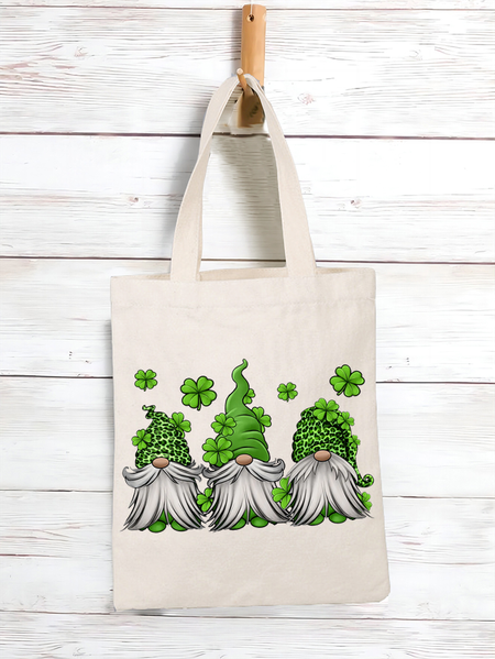 

Women's St. Patrick's Gnomes Print Shopping Tote, White, Bags