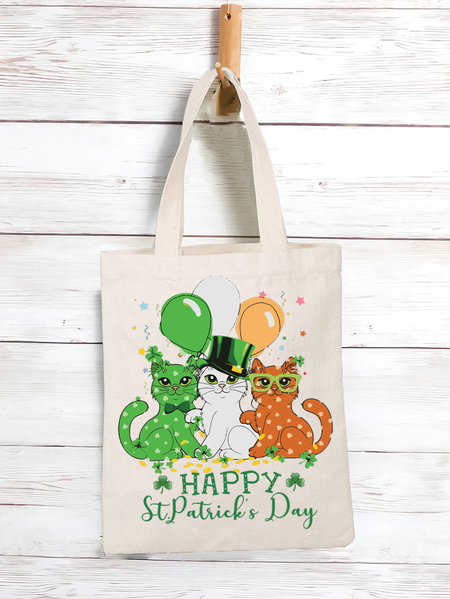 

Women's Happy St. Patrick's Day Cats Shopping Tote, White, Bags