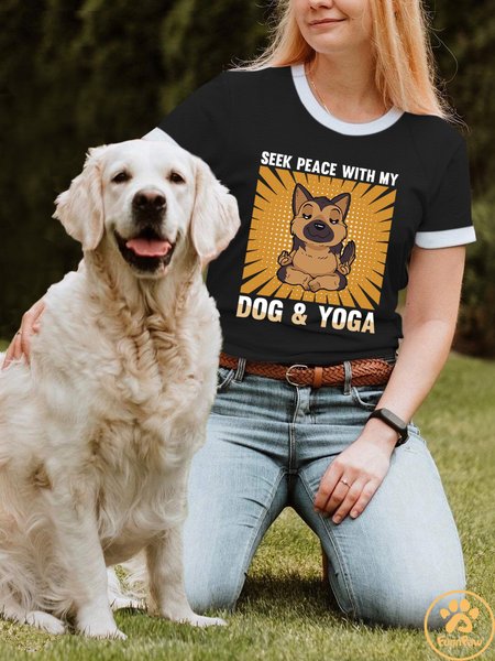 

Lilicloth X Funnpaw X Jessanjony Seek Peace With My Dog And Yoga Women's T-Shirt, Black, T-shirts