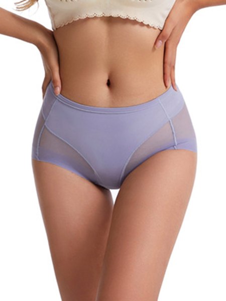 

Soft Comfortable High Elasticity Breathable Seamless High Waist Briefs, Grey-blue, Briefs