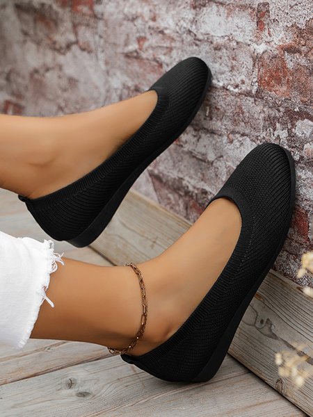 

Women's Breathable Mesh Fabric Casual Flat Shallow Shoes, Black, Flats