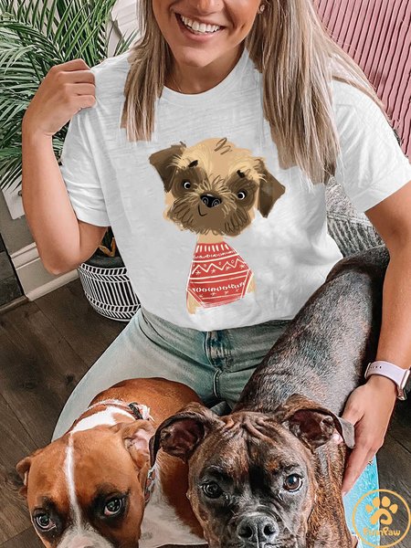 

Lilicloth X Funnpaw Women's Funny Dog Print T-Shirt, White, T-shirts