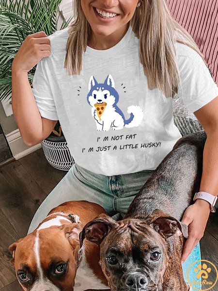 

Lilicloth X Funnpaw Women's I'm Not Fat I'm Just A Little Husky T-Shirt, White, T-shirts