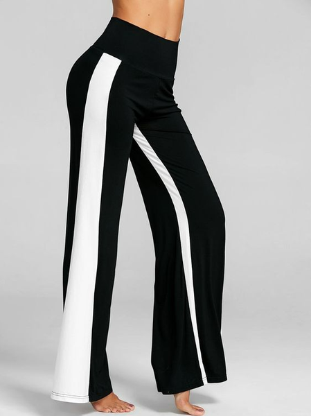 

Casual Color Block Sweatpants & Joggers, Black-white, Pants
