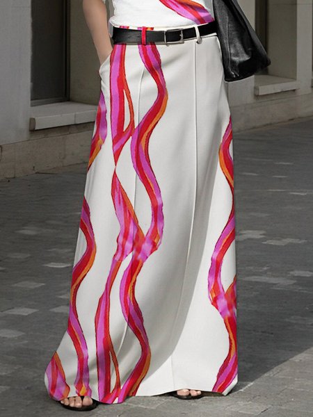 

Regular Fit Urban Abstract Stripes Skirt, White, Skirts