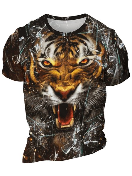 

Men’s Animal Tiger Pattern Casual Regular Fit Animal T-Shirt, As picture, T-shirts