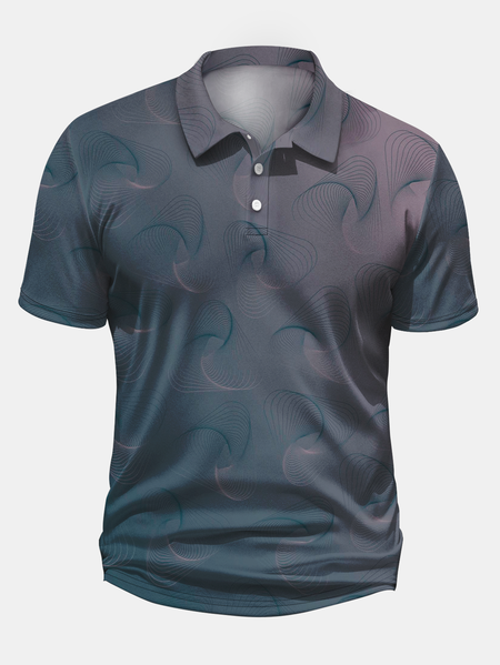 

Ombre 3D Abstract Geometric Short Sleeve Polo Shirt, Blue purple, Polo Shirts