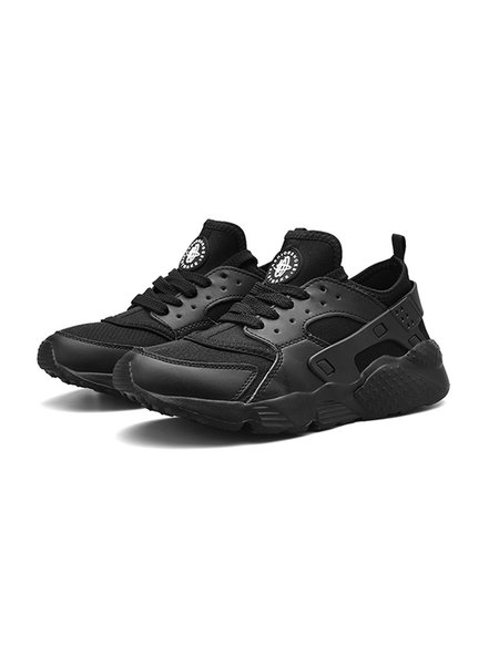 

Unisex Breathable Split Joint Lace-up Sport Sneakers, Black, Sneakers