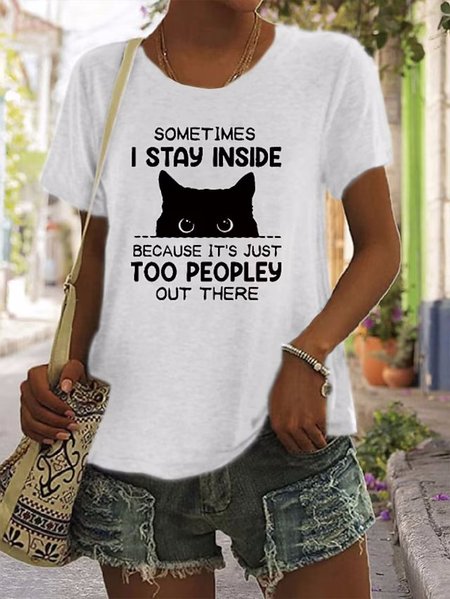 

Text Letters Loose Crew Neck Casual T-Shirt, White, T-Shirts