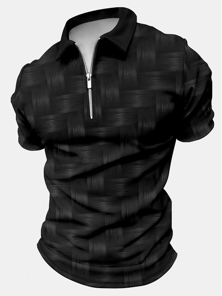 

Men's Woven texture Art Printing Geometric Polo Collar Casual Regular Fit Polo Shirt, As picture, T-shirts