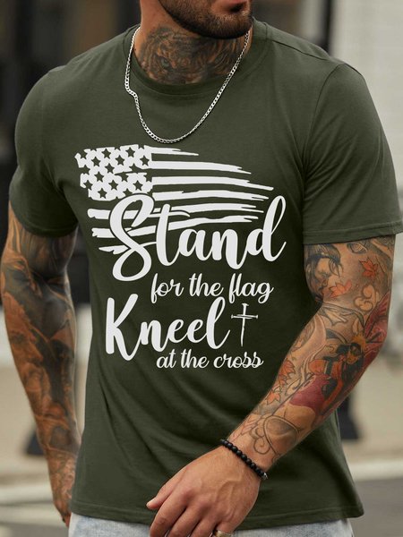 

Lilicloth X Y Stand For The Flag Kneel At The Cross Men's T-Shirt, Army green, T-shirts