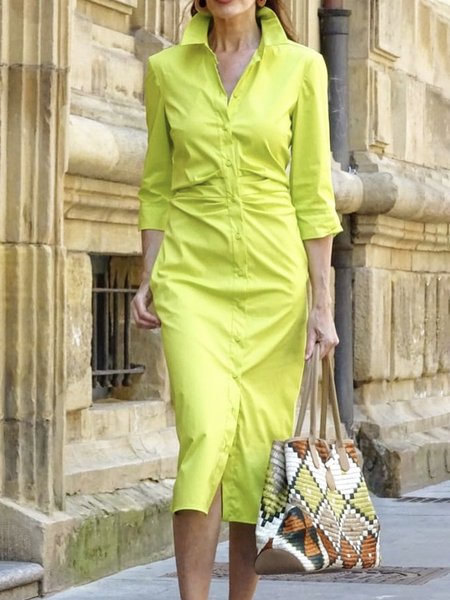 

Urban Plain Regular Fit Midi Dress, As picture, Midi Dresses