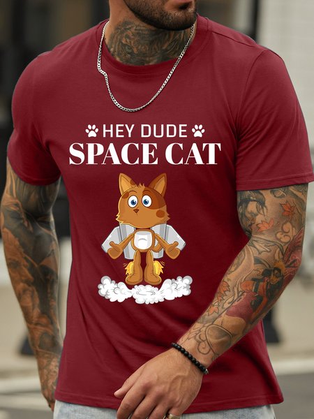 

Lilicloth X Jessanjony Hey Dude Space Cat Men's T-Shirt, Red, T-shirts