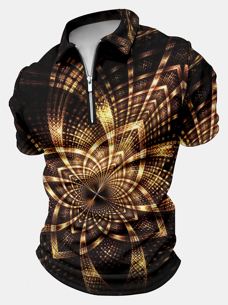 

Men’s Geometric Pattern Art Casual Paisley Polo Shirt, As picture, T-shirts