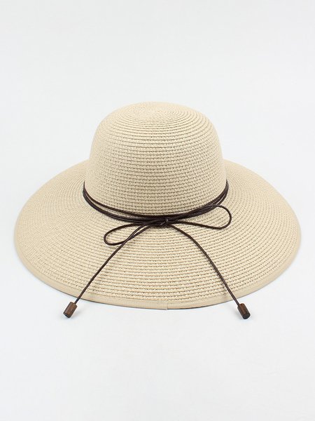 

Spring Summer Sunscreen Straw Hat Ladies Leisure Beach Vacation Accessories, Off white, Women Hats