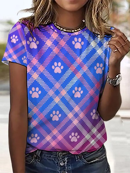 

Lilicloth X Paula Blue Pink Paw Women's T-Shirt, T-shirts