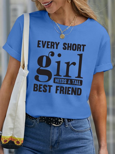 

Lilicloth X Jessanjony Every Short Girl Needs A Tall Best Friend Women's T-Shirt, Blue, T-shirts