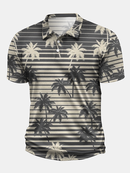

Coconut Tree Geometry Short Sleeve Polo, Dark gray, Polo Shirts