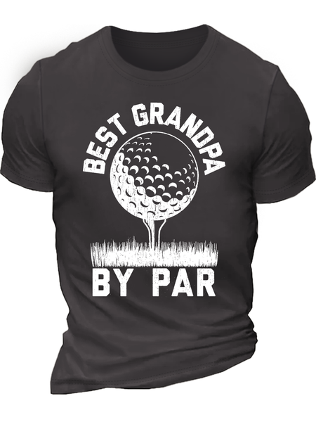 

Men’s Best Grandpa By Par Golf Regular Fit Crew Neck Text Letters Casual T-Shirt, Deep gray, T-shirts