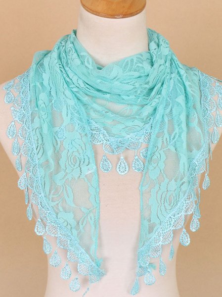 

Floral Pattern Lace Triangle Scarf Women Casual Daily Holiday Accessories, Aqua blue, Women Scarves & Shawls