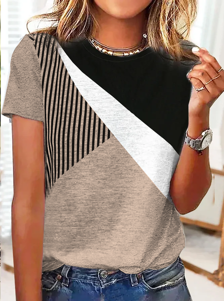 

Jersey Casual Striped T-Shirt, Khaki, T-Shirts