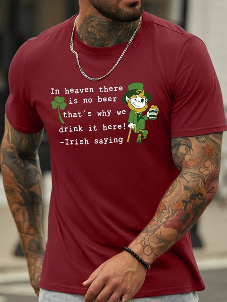 

Lilicloth X Manikvskhan In Heaven There Is No Beer That's Why We Drink It Here Men's T-Shirt, Red, T-shirts