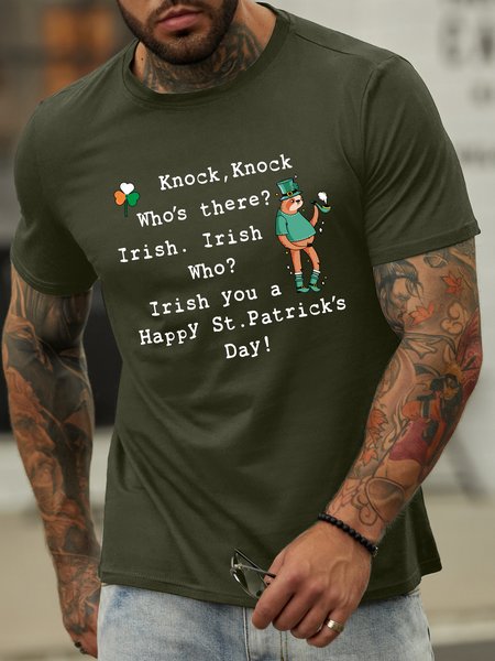 

Lilicloth X Manikvskhan Knock Knock Who's There Irish Irish Who Irish You A Happy St. Patrick's Day Men's T-Shirt, Army green, T-shirts