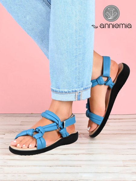 

Blue Metal Decor Casual Puff Velcro Strappy Sandals, Sandals