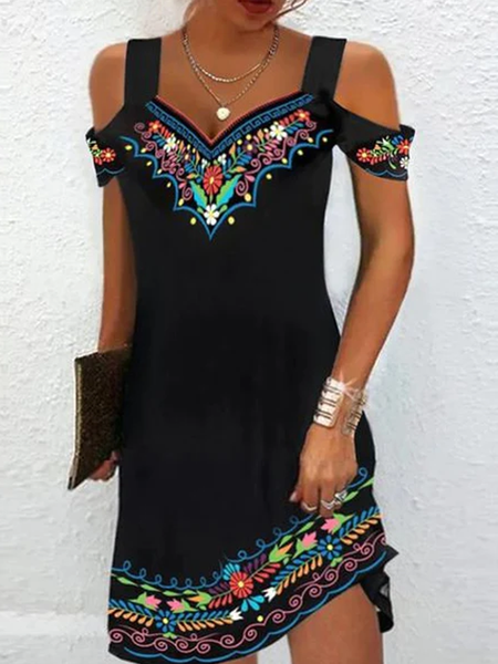 

Knitted Ethnic Boho Regular Fit Dress, Black, Dresses