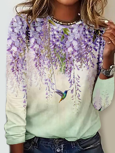 

Womens Art Print Regular Fit Casual Shirt, Purple, Long sleeves