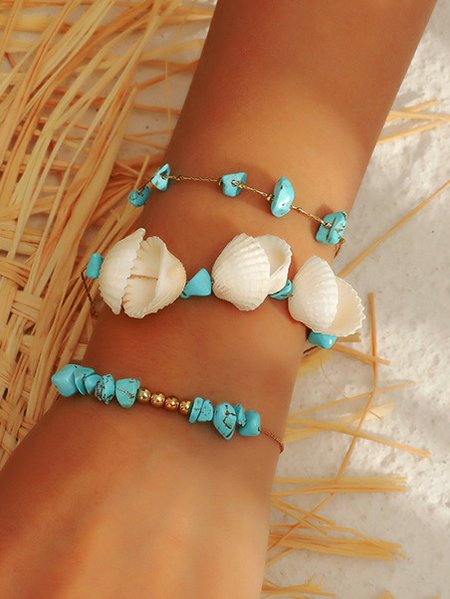 

Boho Feather Pendant Layered Anklet Beach Vacation Maxi Dress Jewelry, As picture, Bracelets