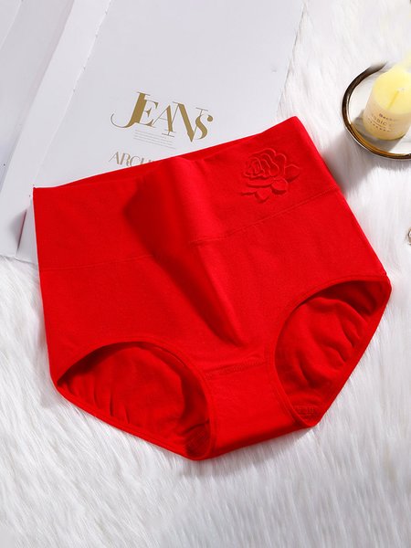 

Embossed Cotton High Waist Tummy Control Briefs, Red, loungewear & lingeries