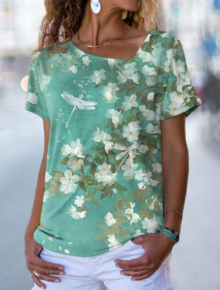 

Others Dragonfly Casual Knitted T-Shirt, Green, T-Shirts