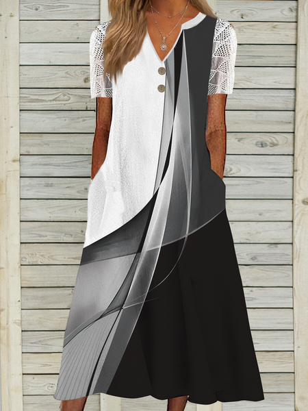 

Casual Notched Buttoned Dress, Multicolor, Dresses