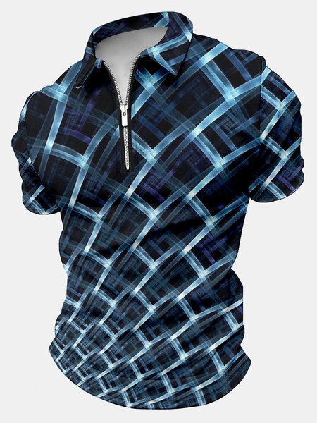 

Men’s Geometric Pattern Art Regular Fit Casual Polo Shirt, As picture, T-shirts