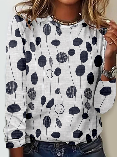 Women's Abstract Print Casual Shirt, White, Long sleeves