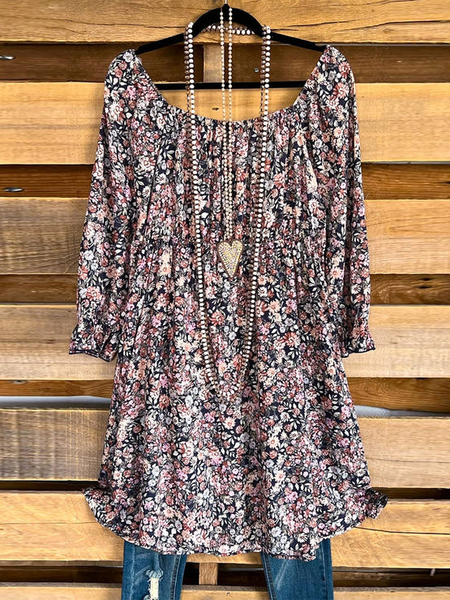 

Crew Neck Casual Floral Loose Shirt, Multicolor, Shirts & Blouses