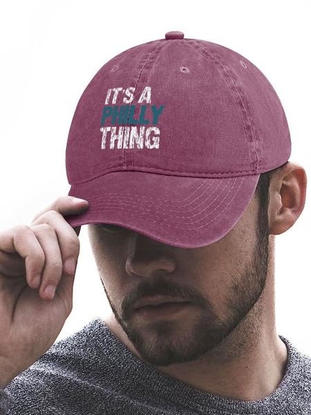 Men’s IT'S A PHILLY THING Adjustable Denim Hat, Red, Men's Hats