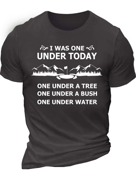 

Men’s I Was One Under Today One Under A Tree One Under A Bush One Under Water Casual Cotton Regular Fit T-Shirt, Deep gray, T-shirts
