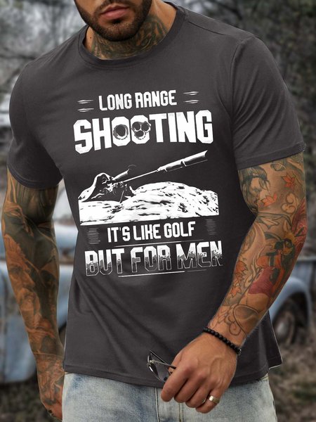 Men’s Long Range Shooting It’s Like Golf But For Men Regular Fit Casual Cotton T-Shirt, Deep gray, T-shirts