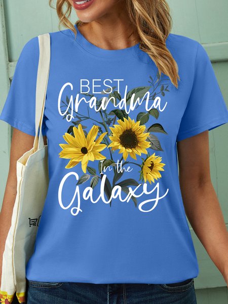 

Lilicloth X Manikvskhan Sunflower Best Grandma In The Galaxy Women's T-Shirt, Blue, T-shirts