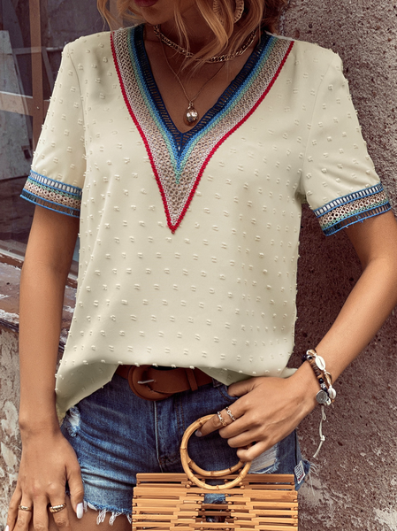 

V Neck Casual Regular Fit Shirt, Yellow, Shirts & Blouses